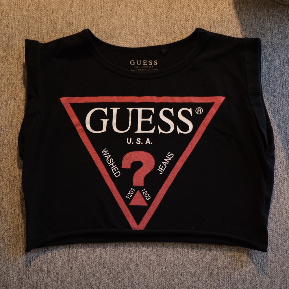 Used guess cropped top in black size XS